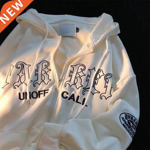 Letter Embroidery Hoodies Women Harajuku Sweatshirts Vintage