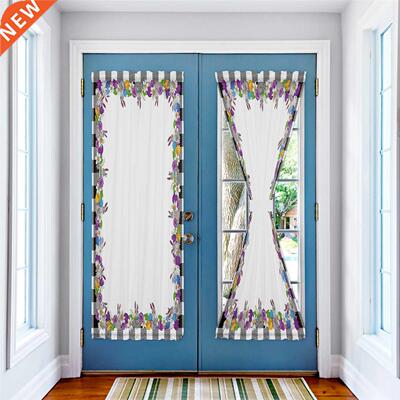 Easter Bunny Flower Daisy Plaid Window Curtain Living Room