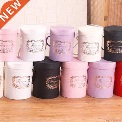 1Pc Portable Round Flower Cone Gift Paper Boxes Lid Hug