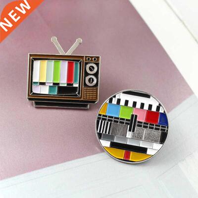 Vintage TV Pin No signal in 80s Lapel Pin Be riotous with co