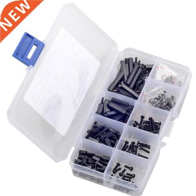 220pcs M2Black Hex Nylon Standoff Spacer Column Assortment K