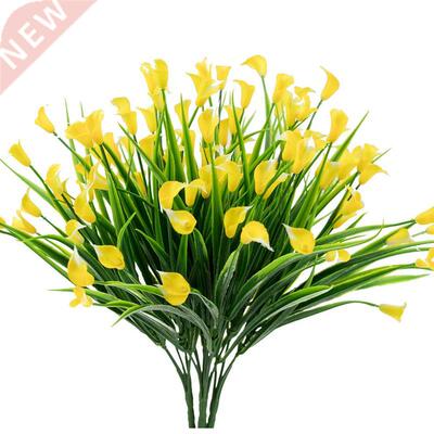 4 Pcs Artificial Flowers Outdoor Yellow Calla Lily Fake