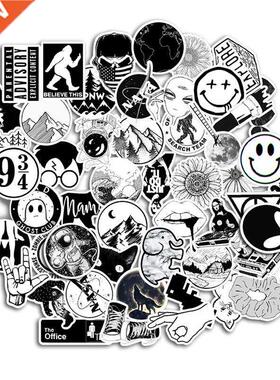 50PCS Black and White Cool DIY Computer Stickers waterproof