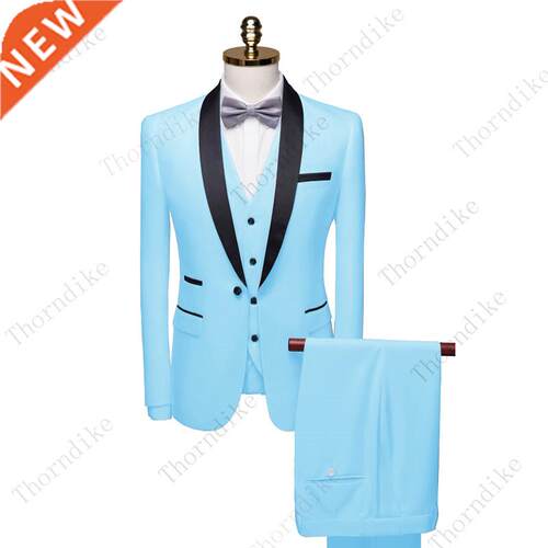 Thorndike 2021 Men Suit Black Collar Suit Male Wedding Groom