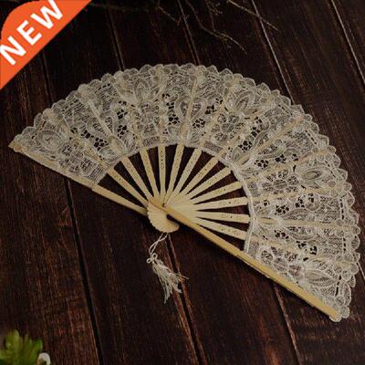 Lace Lace Fan Embroidered Hollow Bamboo Fan Vintage Milky