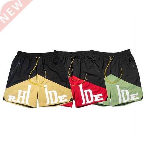 2022 Summer RHUDE Two Tone Patchwork Shorts Fishnet Lined Ca