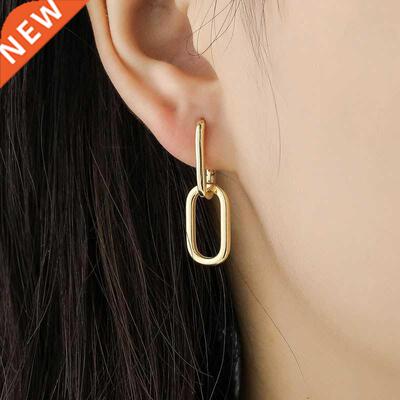 Genuine 925 Sterling Silver geometric oval simple metal styl