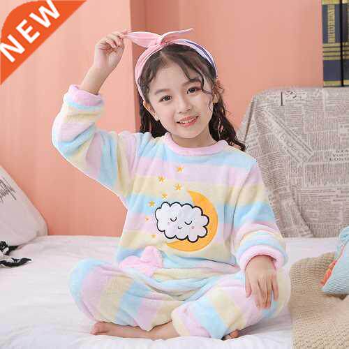 New Flannel Kids Pajamas 2022 Autumn Winter Girl Boy Sleepwe