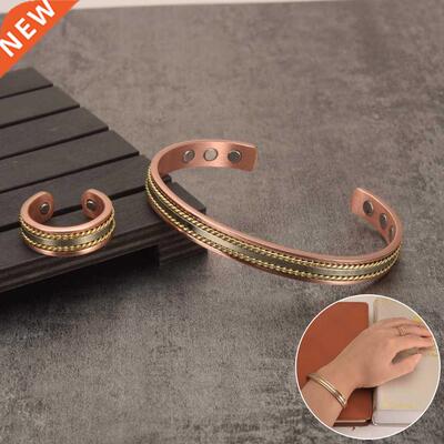 Jewelry-Set Magnetic Copper Bracelet Ring Healing Energy Jew