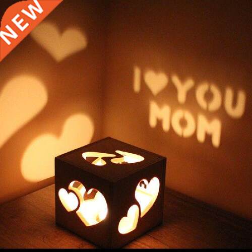 Night Light Acrylic Heart Hollowed-out Projection Home