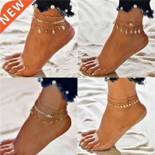 Modyle Bohemian Beads Ankle Bracelet for Women Leg Chain Ro