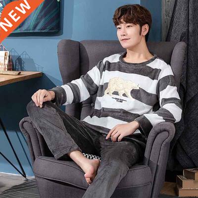 2021 Winter Long Sleeve Thick Warm Flannel Pajama Set for Me