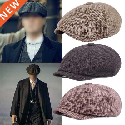Men Beret Vintage Herringbone Gatsby Tweed Peaky Blinders Ha