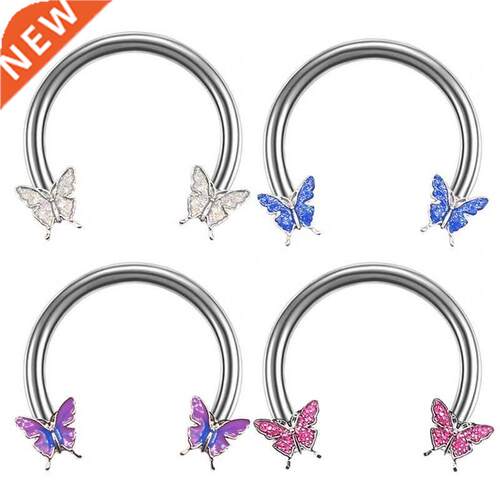 16G Butterfly Horseshoe Nose Rings Earrings Septum Ring Trag
