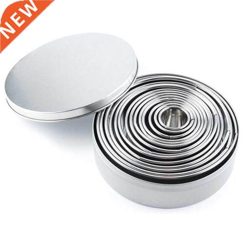 14Pcs/Set Round Cookie Biscuit Cutter Set Stainless Steel Mo