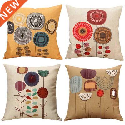 Linen Throw Pillow Case Cushion Covers - Decorative Flower