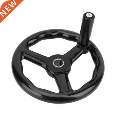 200x18mm Black Anti-slip 3 Spoked Lathe Handwheel with Handl