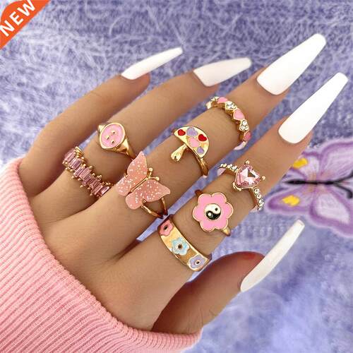 Aprilwell Cute Tai Chi Rings Set for Women Punk Gothic Aesth