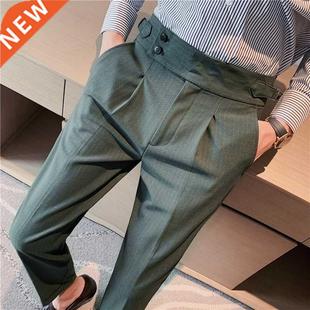 2022 Dress Pants Men British High Waist Straight Pants Men S