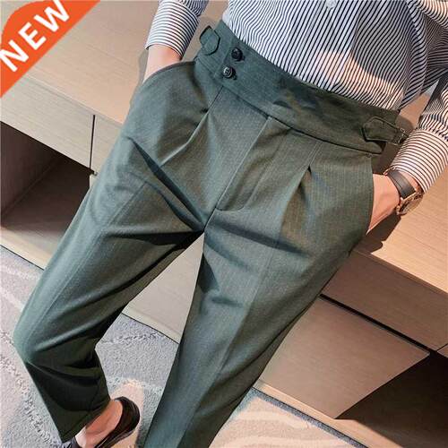 2022 Dress Pants Men British High Waist Straight Pants Men S
