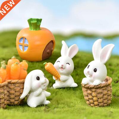 1 Piece Set Easter Bunny Decoration Craft Miniature Model Ho