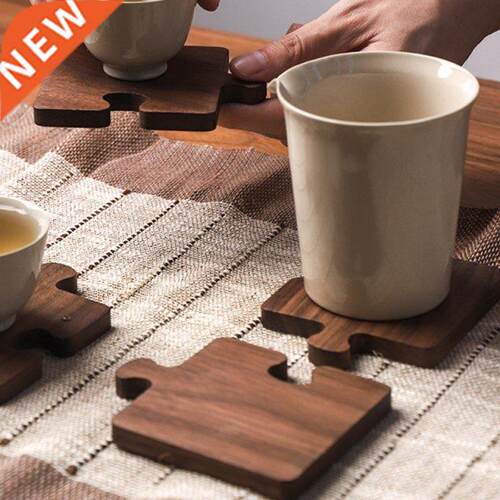 Tea Coffee Cup Pad Placemats Decor Walnut Wood Coasters Dura