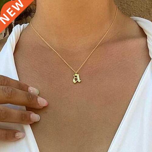 Stainless Steel Old English Letters Necklace Capital Initial