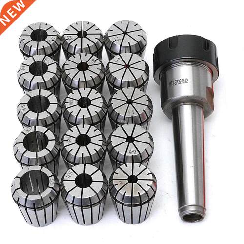 16pcs ER32 Collet Chuck Holder MT3 M12 Morse Taper + ER32 Sp