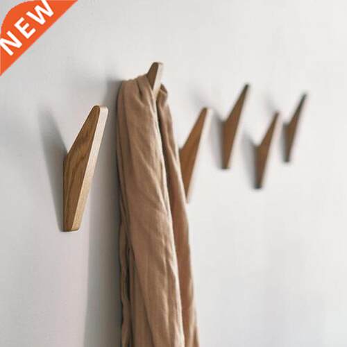 Natural Wood Wall Coat Rack Clothes Hanger Wall Mounted Coat