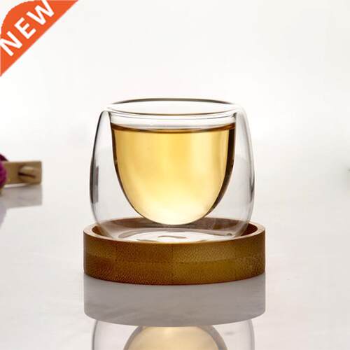 6 Pcs Bodum Double Wall s Design Shot Teacups With Bamboo Sa