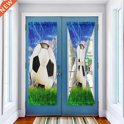 Football Sky Clouds Grass Soccer Luxury Door Curtain for