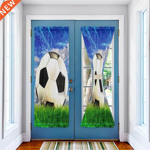 Football Sky Clouds Grass Soccer Luxury Door Curtain for