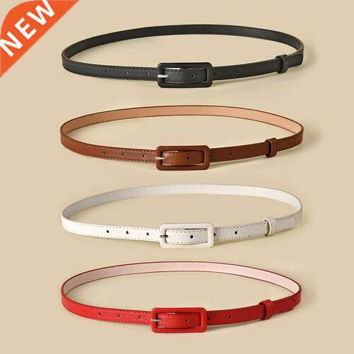 Mult-color Lady's Slender Thn Belt Square Head Pn Bu