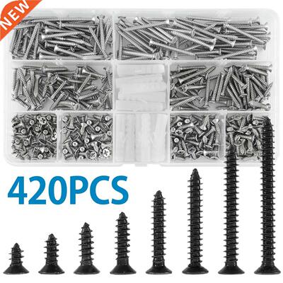 420Pcs M3 Cross Flat Head Self Tapping Screw Assortment Kit