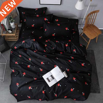 Cute Red Mushroom Pattern Bedding Sets 3/4pcs Super Soft Bed