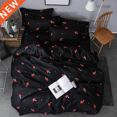 Cute Red Mushroom Pattern Bedding Sets 3/4pcs Super Soft Bed
