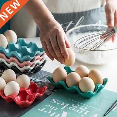 1pcs 6 Grids Egg Holder Ceramic Anti-Slip Egg Box