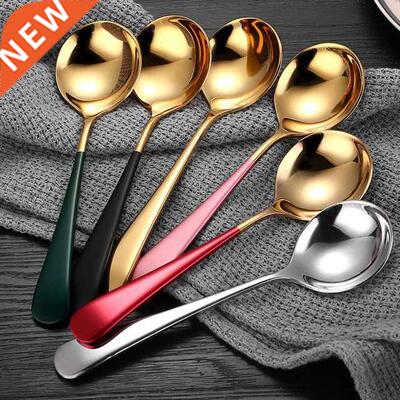 Stainless Steel Plating Round Spoon Portable Coffee Beverage