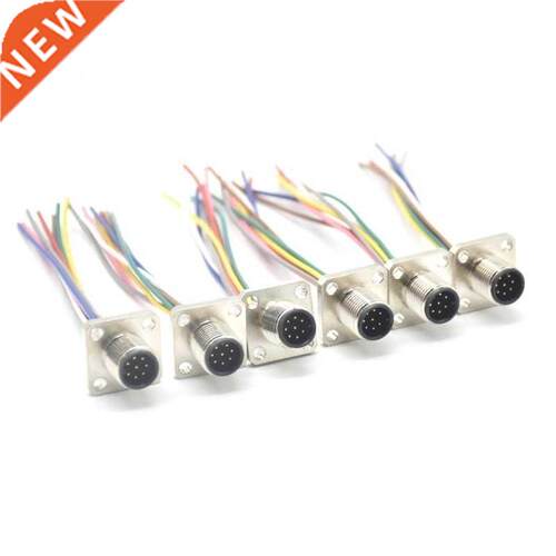 High Quality M12-8 Core 6P 2A Square Fixed Male Connector wi
