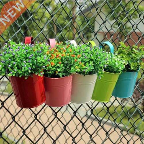 Hanging Flower Pot Balcony Garden Accessories Metal Iron