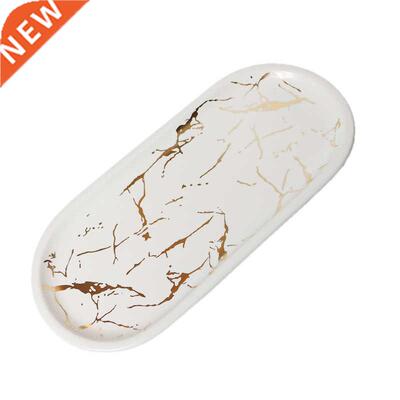 Nordic Marbled Ceramic Oval Plate Western Dish Dessert