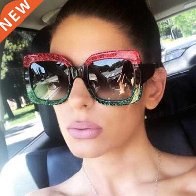 Oversized Square Sunglasses Women Brand Designer Clear Lense