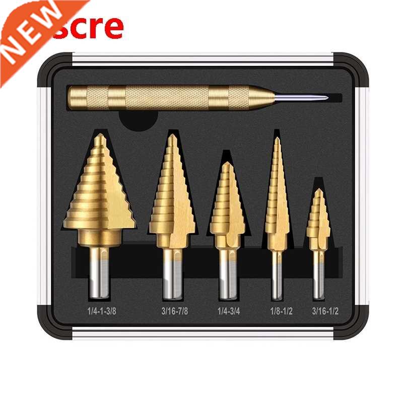 6pcs HSS Steel Titanium Coated Step Drill Bit Hole Cutter Hi