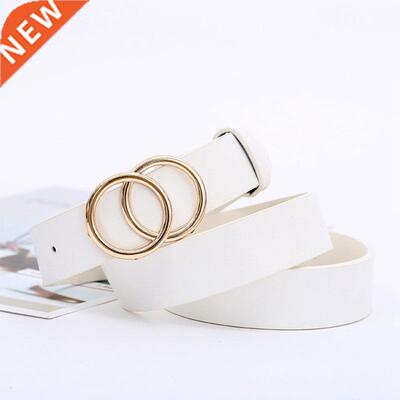 Double round buckle women's leisure belt for various