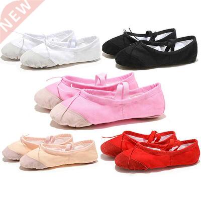 soft black red white pink flat teacher kids ballet shoes for