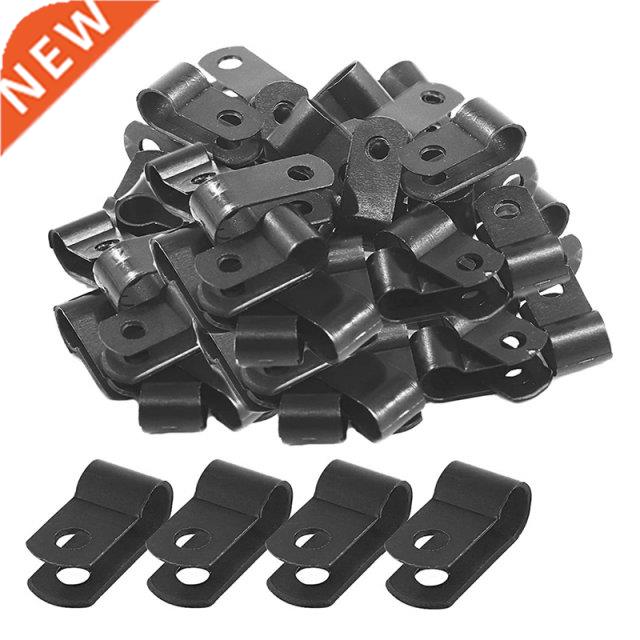 1000 Pcs 1/4 Inch Black Nylon R-Type Cable Clips For Mountin