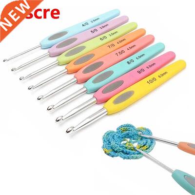 8pcs Crochet Hook Set Plastic Handles Aluminum Knitting Nee