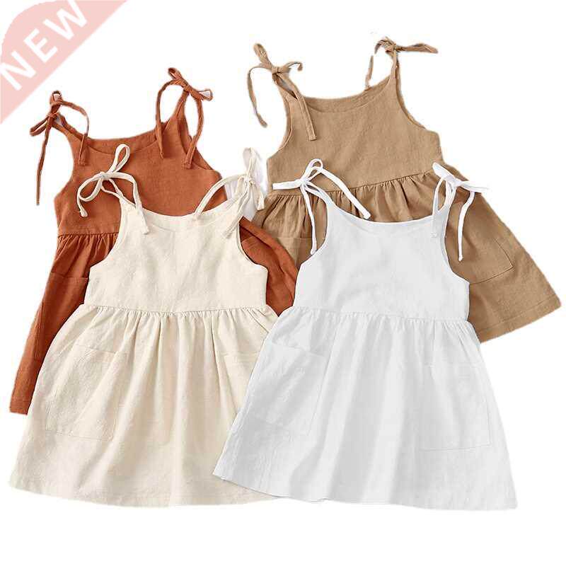 Summer Toddler Girl Dress Sleeveless Cotton Kids Beach Dress图片