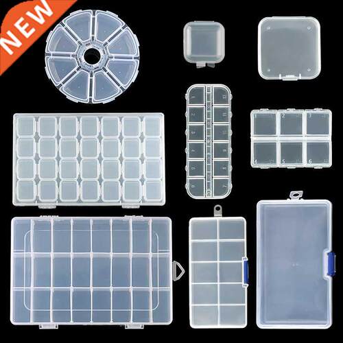 Transparent Plastic Storage Jewelry Box Compartment Adjustab
