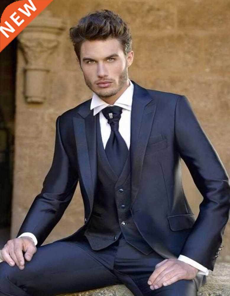 2022 tailor made suit classic navy blue single breasted men